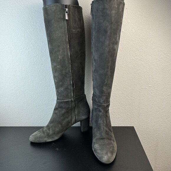 Michael Kors Shoes - Michael Kors Gray Suede Knee-High Block Heel Boots Womens size 6